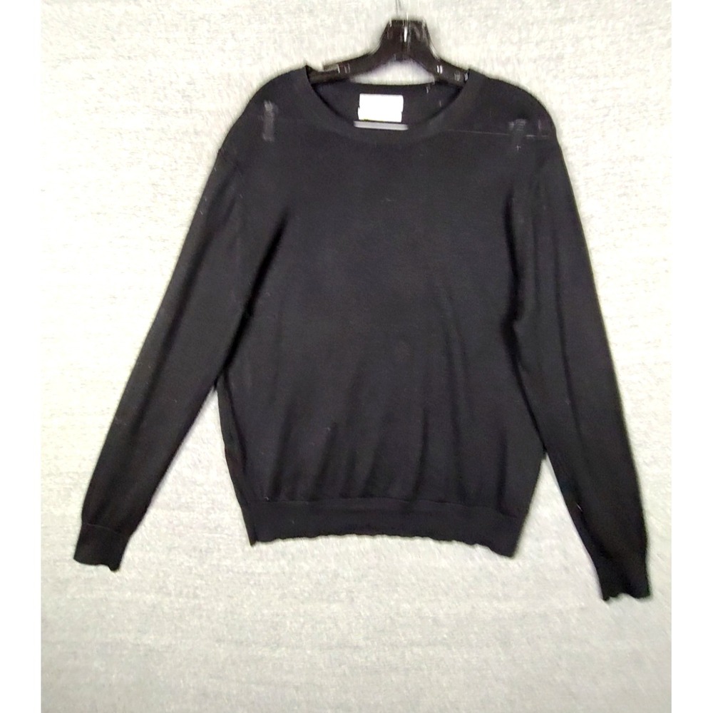 M&S Collection Womens Sweater 16 Black Knit 100% Merino Wool Sheer Lightweight